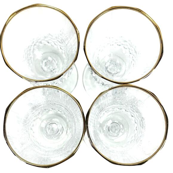 Cristal D'Arques Durand Valencay Gold Rim Lead Crystal 7" Wine Glasses-Set of 4 - Picture 5 of 6